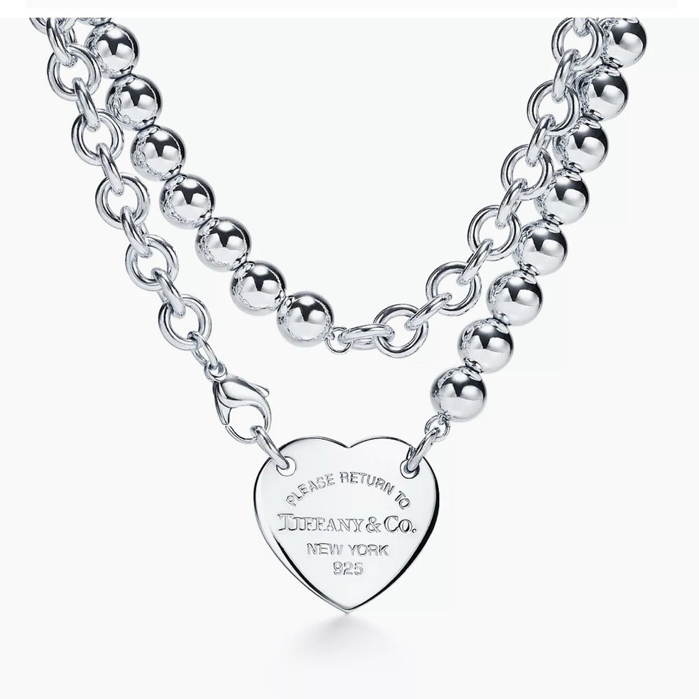 Tiffany & Co. Silver Heart Tag Wrap Necklace